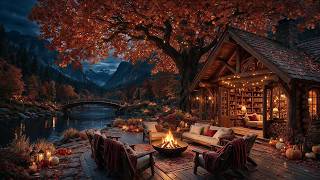 Cozy Lakeside Cabin in Fall 🍂 Fireplace Crackle, Relaxing Music & Serene Ambience for Calm screenshot 3