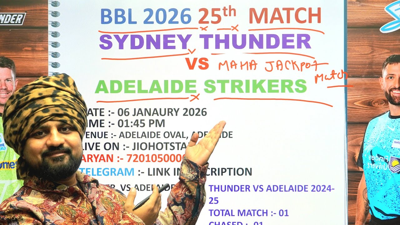 Adelaide Strikers vs Sydney Thunder bbl2026 25th match prediction, SYT VS ADS TODAY MATCH PREDICTION