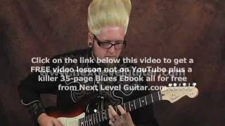 Surf melody guitar lesson on a Fender Stratocaster with tabs chords and rhythms