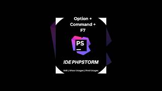 #IDE #phpStorm on #macOs productivity tips: Option + Command + F7 Edit / Show Usages / Find Usages