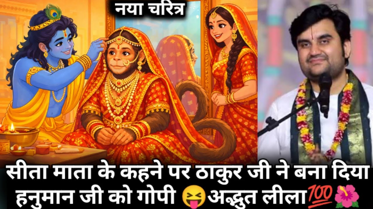 सीता माता के कहने पर ठाकुर जी ने बना दिया हनुमान जी को गोपी 😝|| #indreshji #katha #krishnakatha 