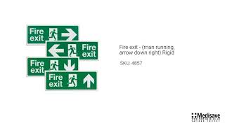 Fire exit man running arrow down right Rigid 4857