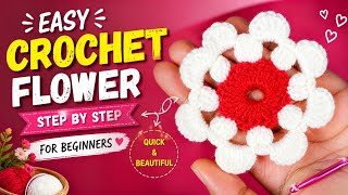 Easy Crochet Flower Making Tutorial 🌸 | Beautiful Woolen Flower Design for Beginners 🧶