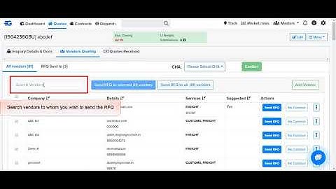 Sending RFQ to new Vendors