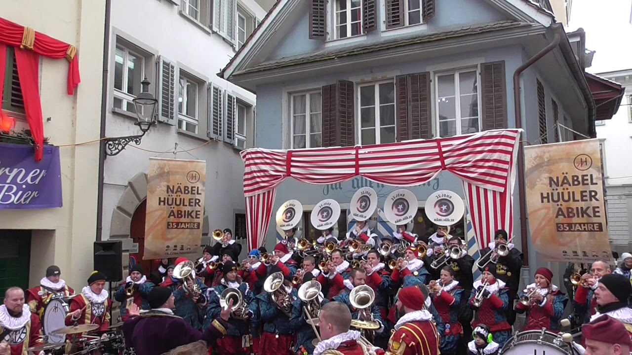 Guuggenmusig Näbelhüüler Äbike @ Lozärner Fasnacht (12.02.2018)