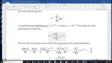 Deriving the Energy Given the Partition Function