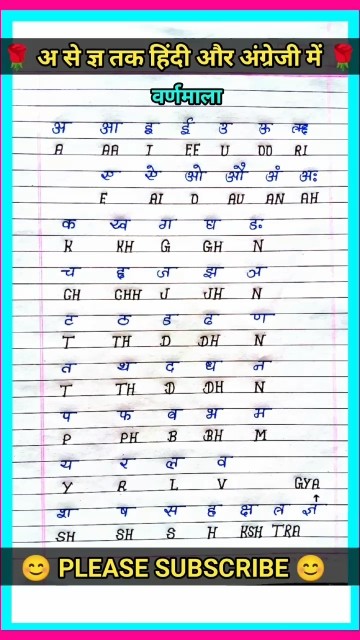 || अ से ज्ञ तक हिंदी और अंग्रेजी में वर्णमाला || Hindi and English main ...