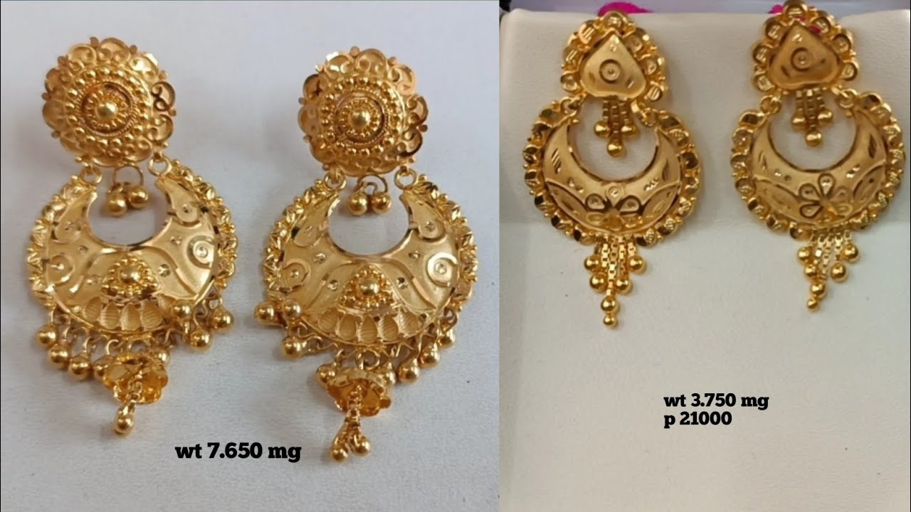 Buy 22Kt Chandbali Style Pachi Gold Earrings 76JG5041 Online from Vaibhav  Jewellers