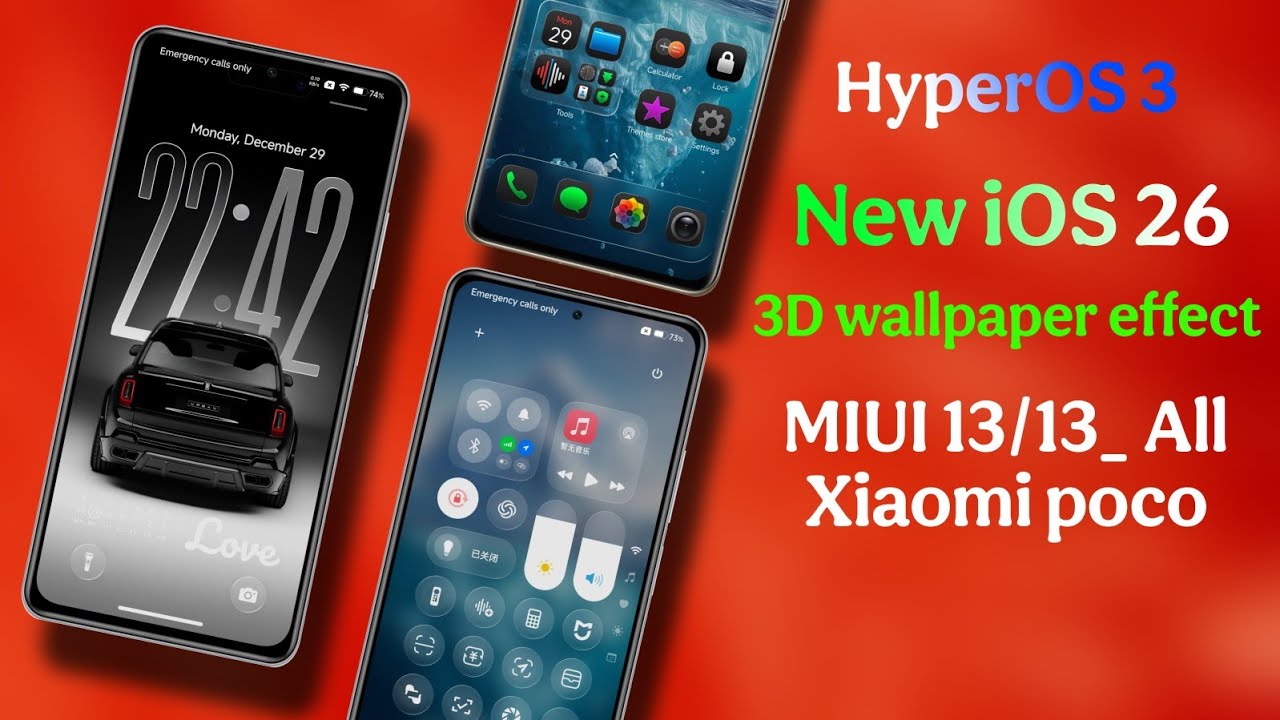 Hyper OS 3 - iOS 26 Theme With 3D Effect & Transparent Control Center. All xiaomi redmi pocophone.