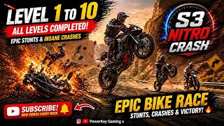 #S3NitroCrash #MotoBikeRace #BikeStuntGame #Gaming #BikeRacing #Crash #StuntGameplay