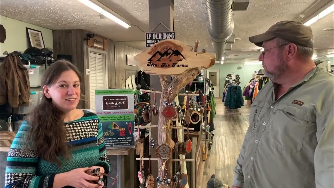 Visiting Outdoor Gear Revival store in Knoxville Tn Setting up for