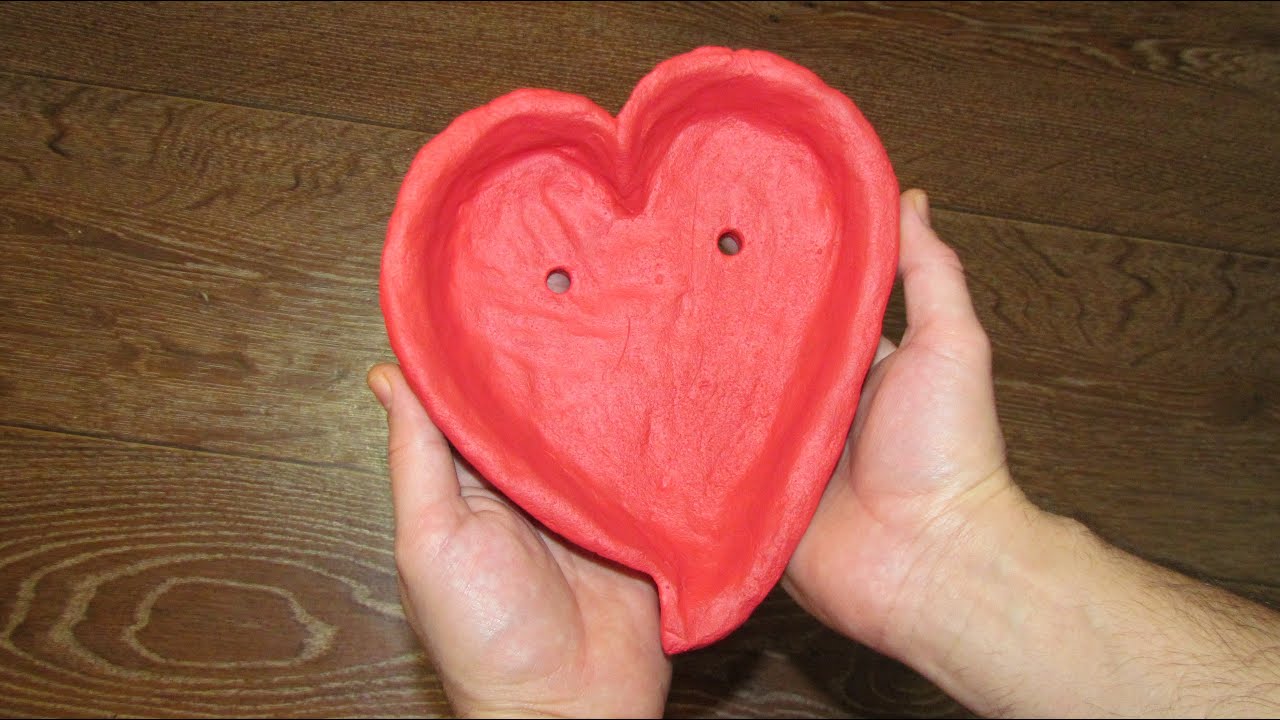 Изготовление цветочного горшка в форме сердца/Making a heart-shaped flower pot