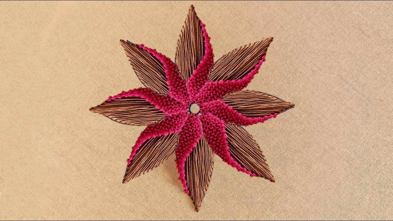 Trellis stitch flower/Hand Embroidery very easy sun flower needle work #embroidery 28 knitting 3D
