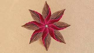 Trellis stitch flower/Hand Embroidery very easy sun flower needle work #embroidery 28 knitting 3D