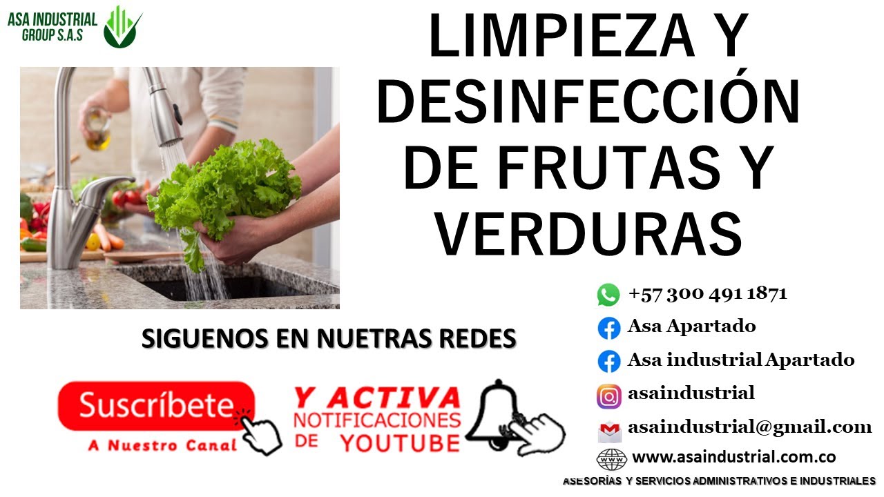 LIMPIEZA Y DESINFECCION DE FRUTAS Y VERDURAS - YouTube