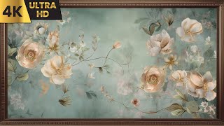 Soft Floral Art 4K 🌼| Yellow & Cream Flowers with Green Background | TV Wallpaper 🎨 Tablo Ekran screenshot 4