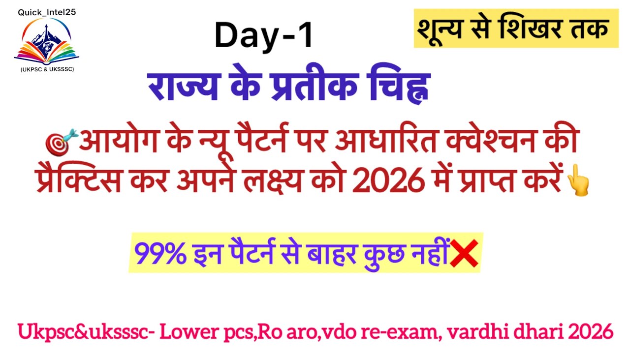 🎯राज्य के प्रतीक चिह्न: Top PYQs | Uttarakhand GK Patwari Re-exam2026 Police Bharti 2026