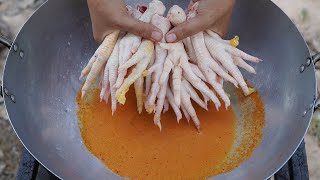 Chicken Feet Curry Recipe | Fried Chicken Feet | Curry Chicken Feet Cooking in Village