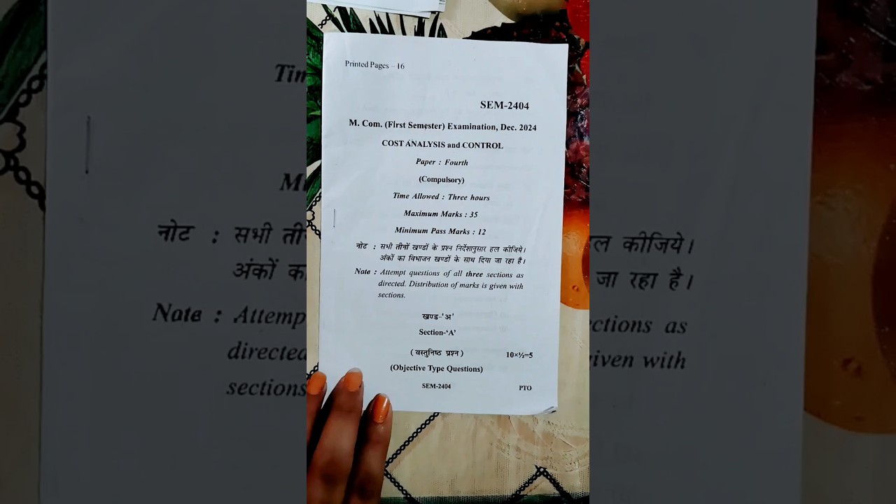 Mcom 1st semester "Cost analysis and control" 