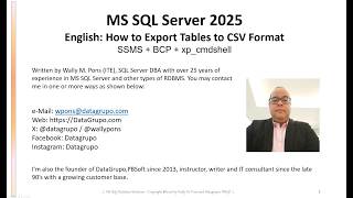 MS SQL Server Shorts :: English: How to Export Tables to CSV Format