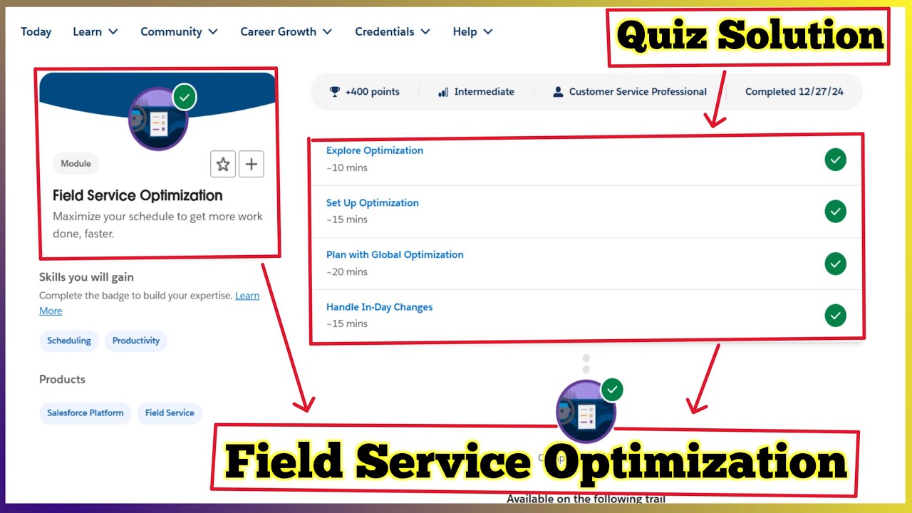 Field Service Optimization | Salesforce Trailhead | Quiz Solution - YouTube