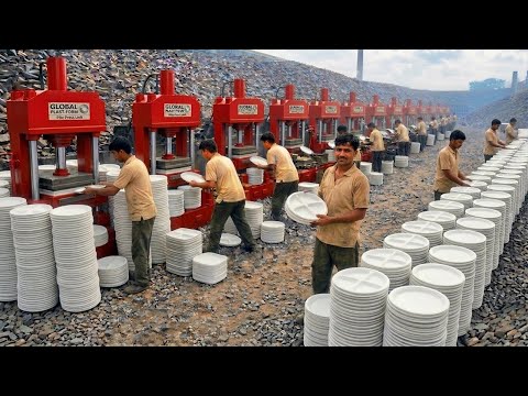 Amazing Recycling Process of Plastic Car Oil Bottles into New Plastic Plates 