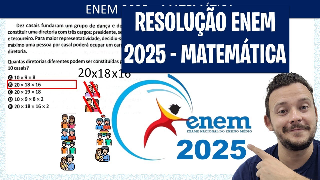 ENEM 2025 MATEMÁTICA - Dez casais fundaram um grupo de dança e ...