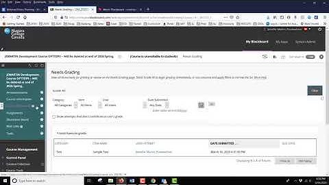 Blackboard   grading tests