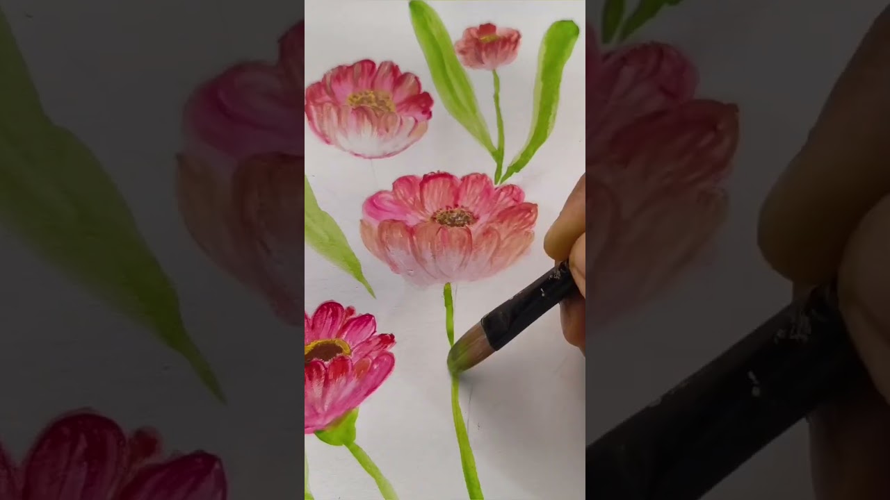Acrylic Flower Painting 🎨/Water Colour Flower 🌼🌿