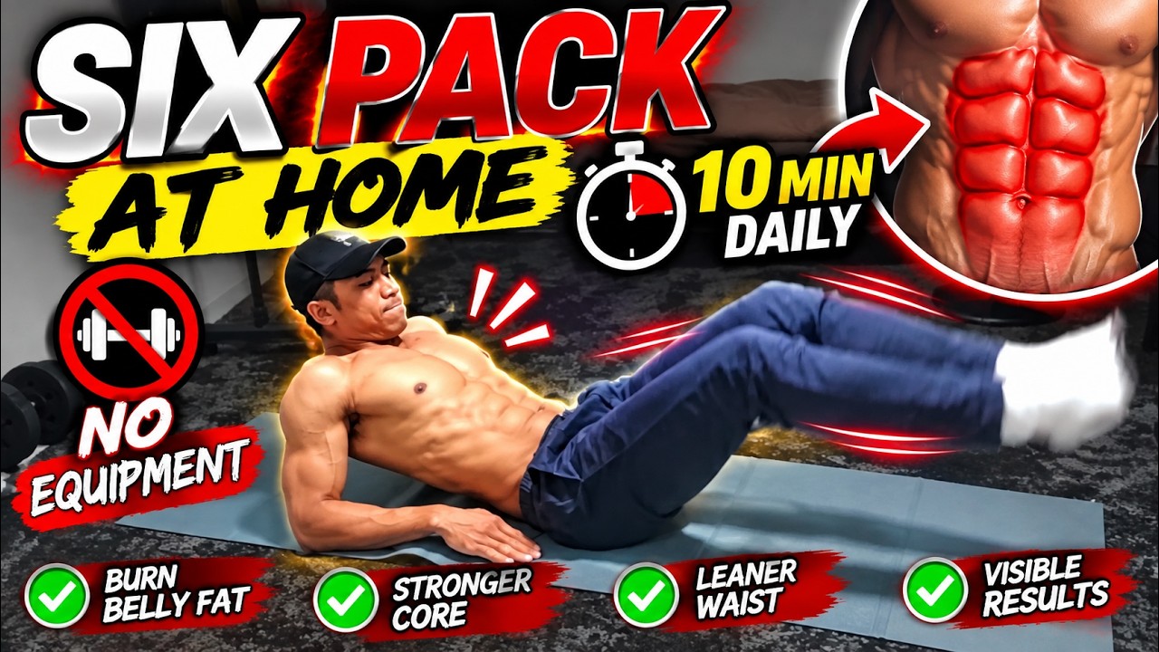 Get SIX PACK at Home 🔥 10 Min Abs Workout No Equipment - YouTube