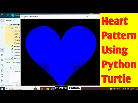 Blue Heart Shape Pattern Using Python Turtle Graphics Design | Easy Python Drawing Art For Beginners