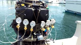 Carb sync on a Yamaha 225 HP, V6, 4 stroke outboard Carb sync on a Yamaha 225 HP, V6, 4 stroke outboard