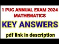 1st PUC Mathematics 2024 Key Answers #1stpuc #mathematics #2024