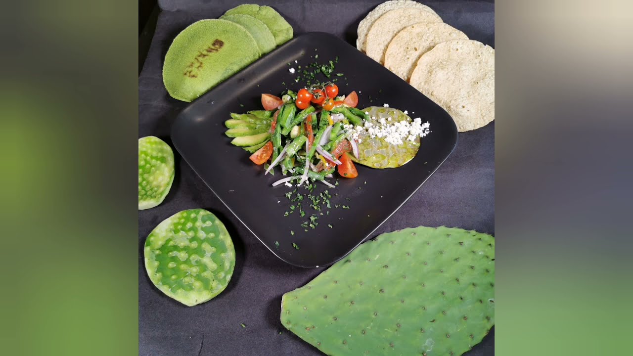 Frischer Nopal Kaktusblatt Salat gesundes Mexikanisches Vegetarisches  Rezept, Feigenkaktus Superfood