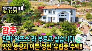 (강추) 진짜 알프스라 부르고 싶습니다 멋진 풍광과 이쁜 정원 가지 유럽풍 전원주택 매매 해발 2백미터 경호강 전망 다양한 과실수와 생활권 완벽한 산청부동산  발품부동산TV