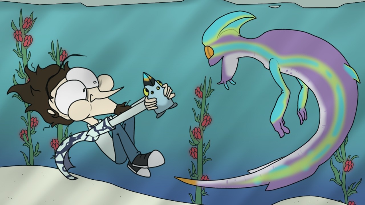 Evading a giant ice worm by hopping and getting the last of the alien's body - Subnauica Below Zero