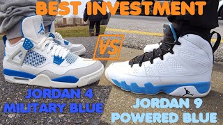 BEST INVESTMENT Jordan 4 Military Blue OR Jordan 9 Powder Blue On Foot Unboxing (#Bonus EP) #4K