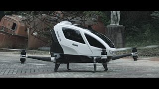 EHANG 184 – LA SPAVO KUN SIDLOKO POR UNU PASAĜERO.