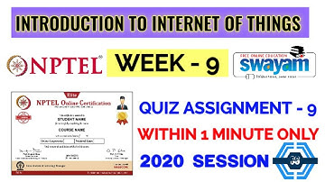 Introduction to internet of things - NPTEL || WEEK 9 QUIZ ASSIGNMENT SOLUTION ||