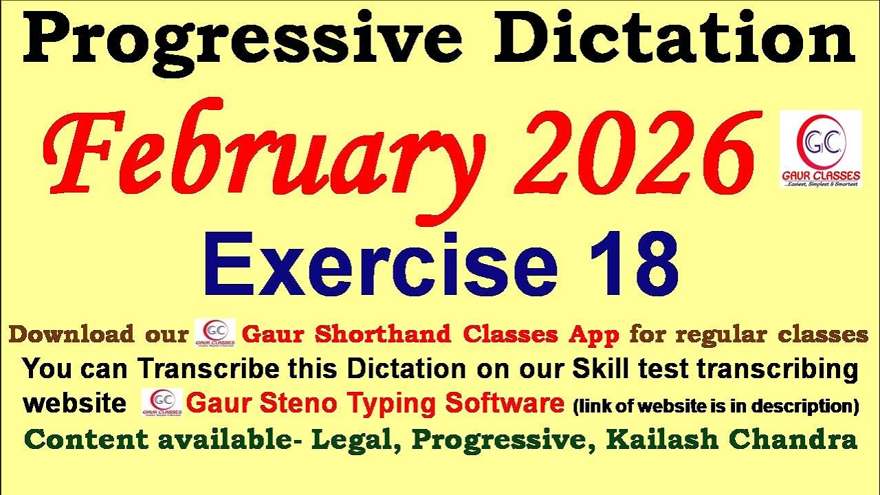 Progressive February 2026 Dictation 80 WPM 100 WPM || Gaur Shorthand Classes | SSC English Shorthand
