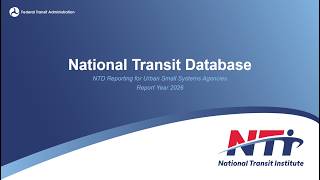 Webinar NTD Reduced Reporting for Urban Small Systems 090326