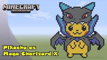 Minecraft: Pixel Art Tutorial and Showcase: Pikachu in a Mega Charizard X Costume (Halloween)
