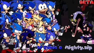 FNF - Too Slow / 16 Sonic´s (VS Mighty.Zip / Friday Night Funkin D-Sides V2.5)