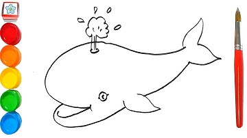 Vẽ con vật #198: Vẽ con cá voi đơn giản | How to draw a simple whale