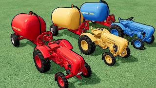 TRANSPORTING COLORFUL TRACTORS - LIME SPREADING WITH MINI &amp; GIANT | FS22