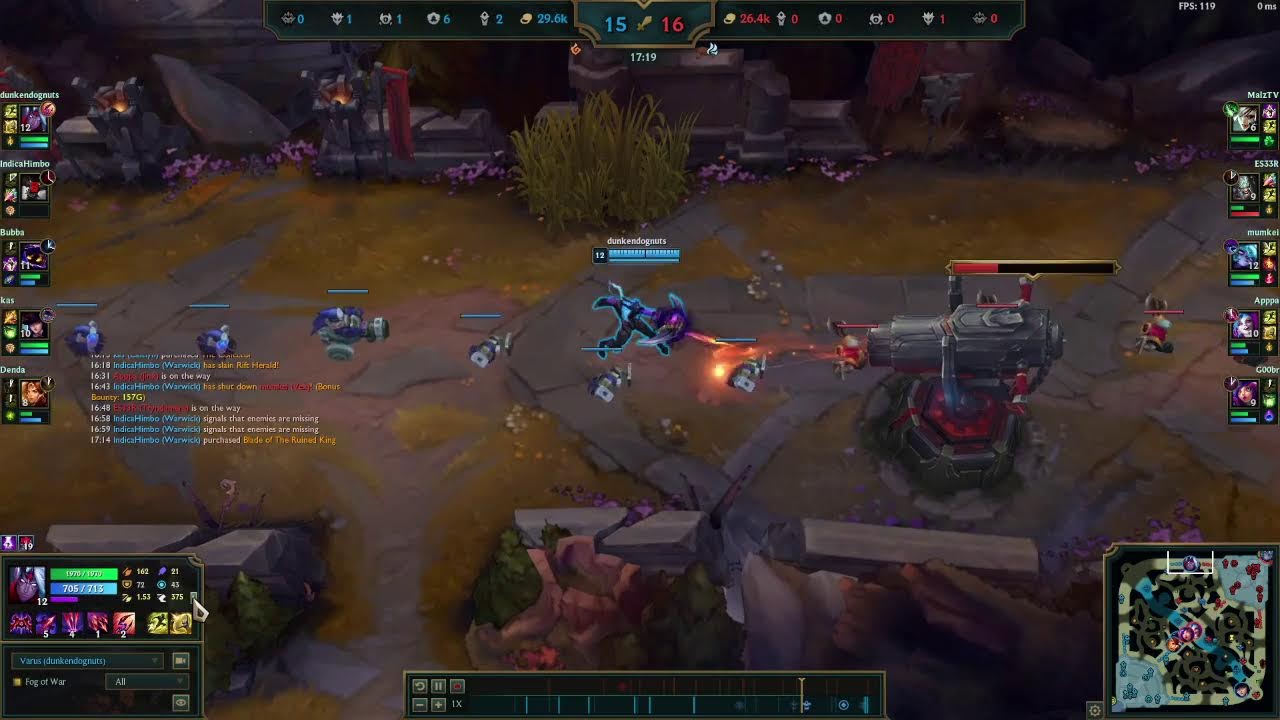 making the enemy riven rage quit with on hit varus!