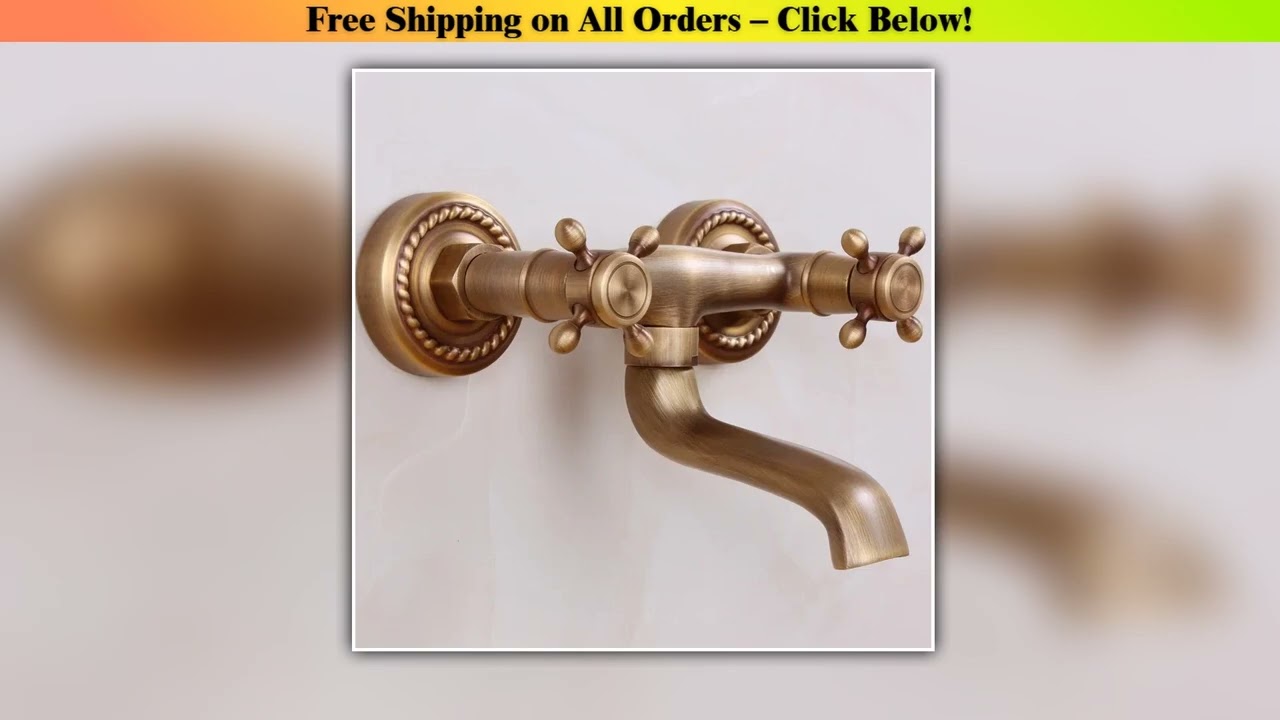 Antique Copper Basin Faucet Sink Dual Handles Bathroom Tub Faucet Bath Room Supplies Wholesale