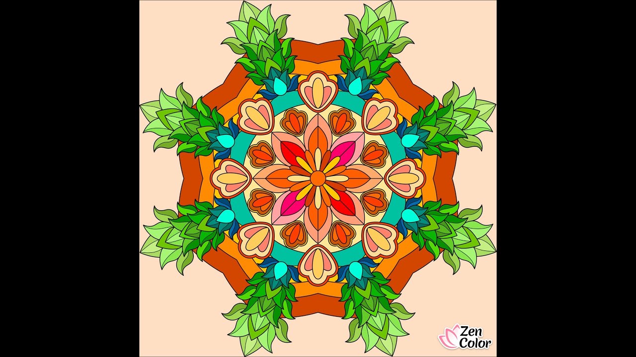 Zen Color Paint by numbers app Mandala Green Leaves spring coloring 