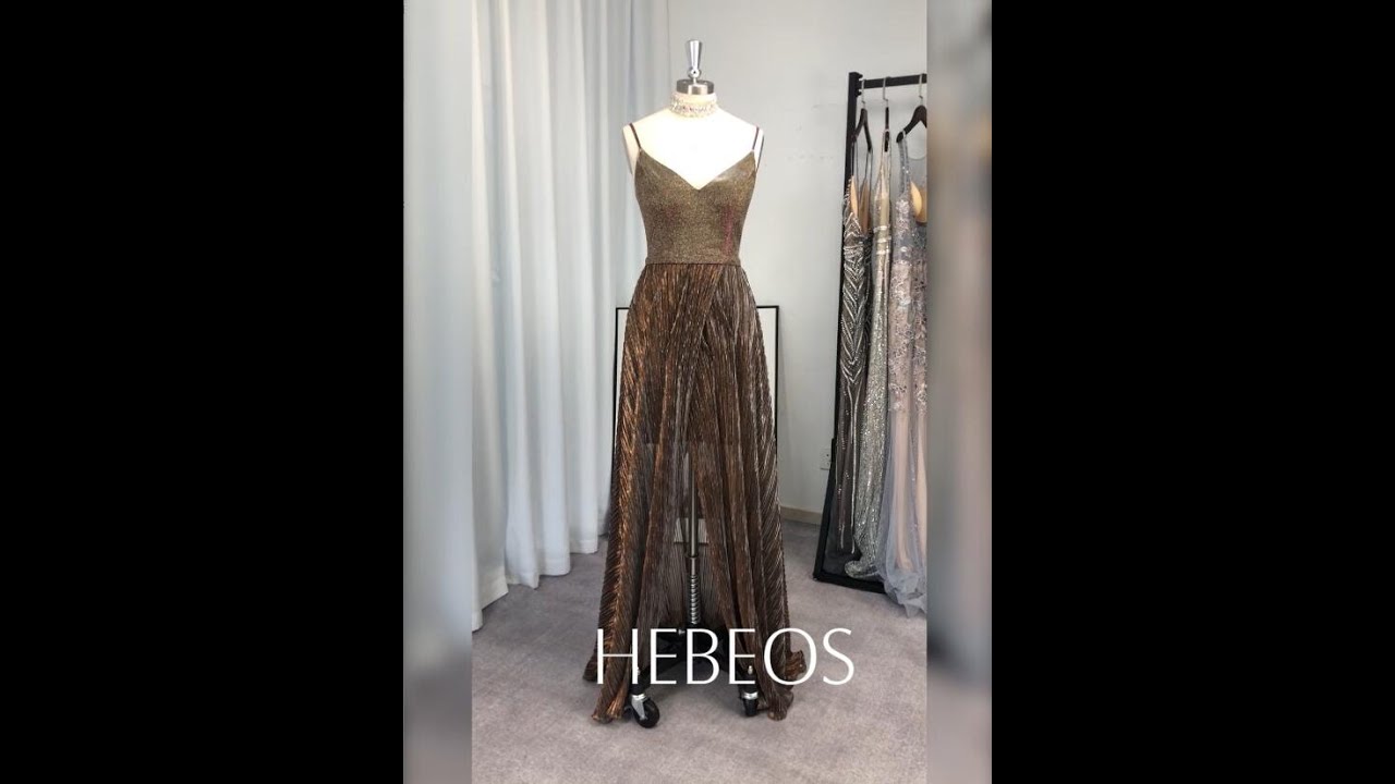 HEBEOS-A-Line/Princess V-neck Ruffles Sleeveless Floor-Length Dresses