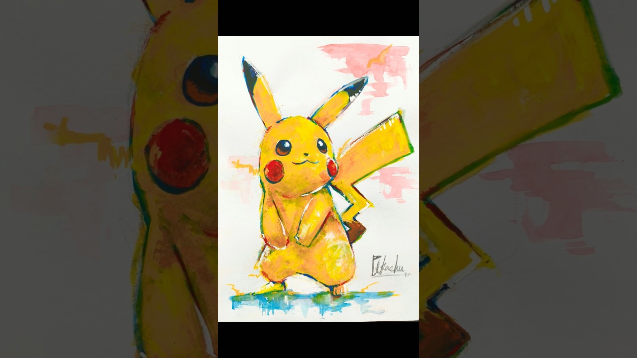 絵の具でピカチュウを描く #イラスト #作品制作 #art #ポケモン